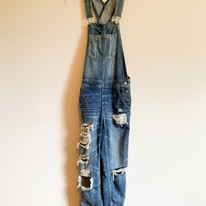 American Eagle Outfitters Tomgirl Distressed Denim Jean Overalls Size XS